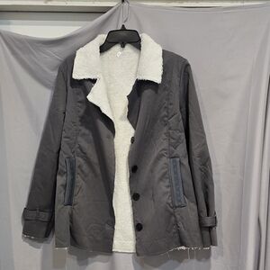 Amazon Women's Gray Utility Jacket with White Sherpa Lining